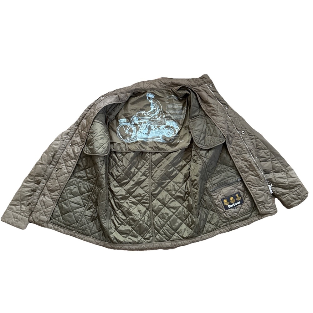 Barbour Rider Quilt Jacket Men Medium Brown International Motorcycle Biker - Picture 3 of 12